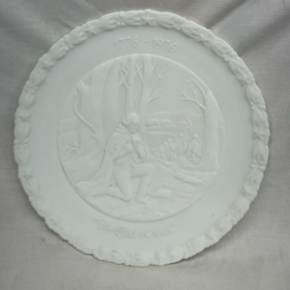 Vintage Fenton satin glass plate federation of women clubs no 3  3/22/4